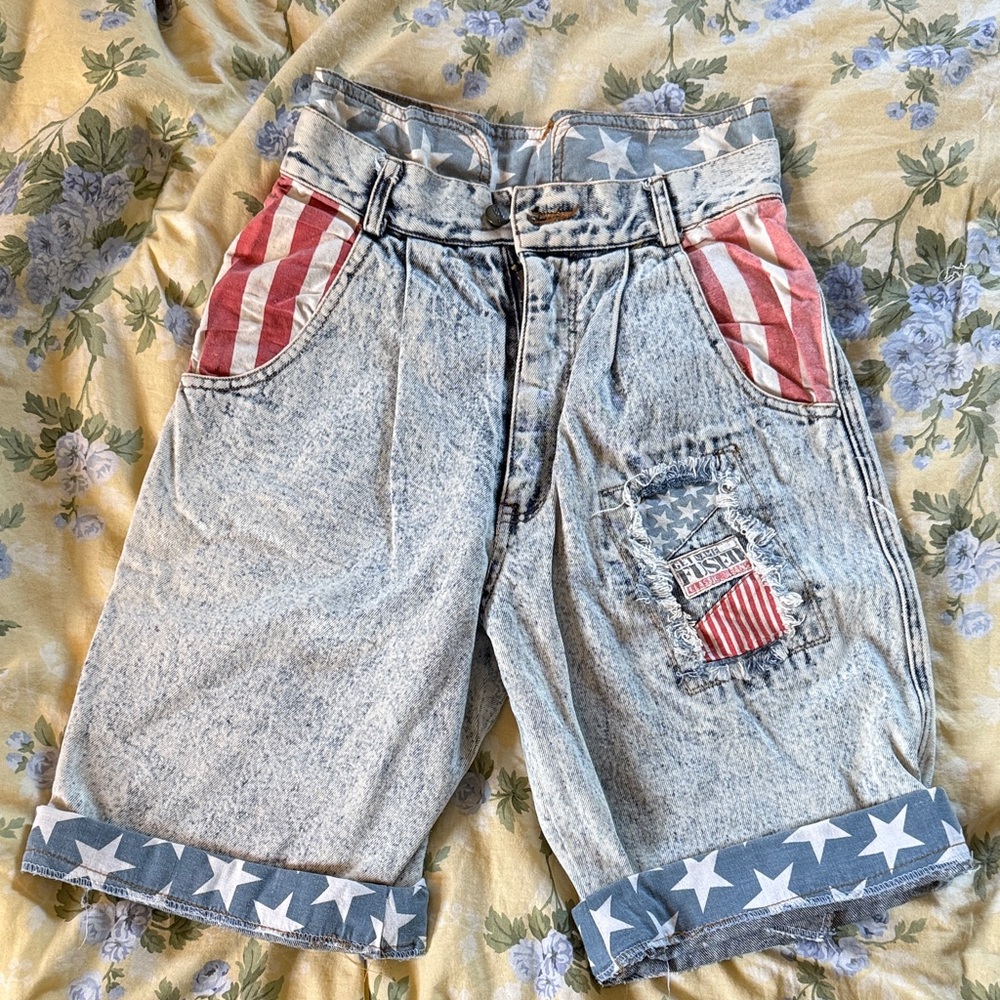 Vintage Reworked Denim American Flag Shorts